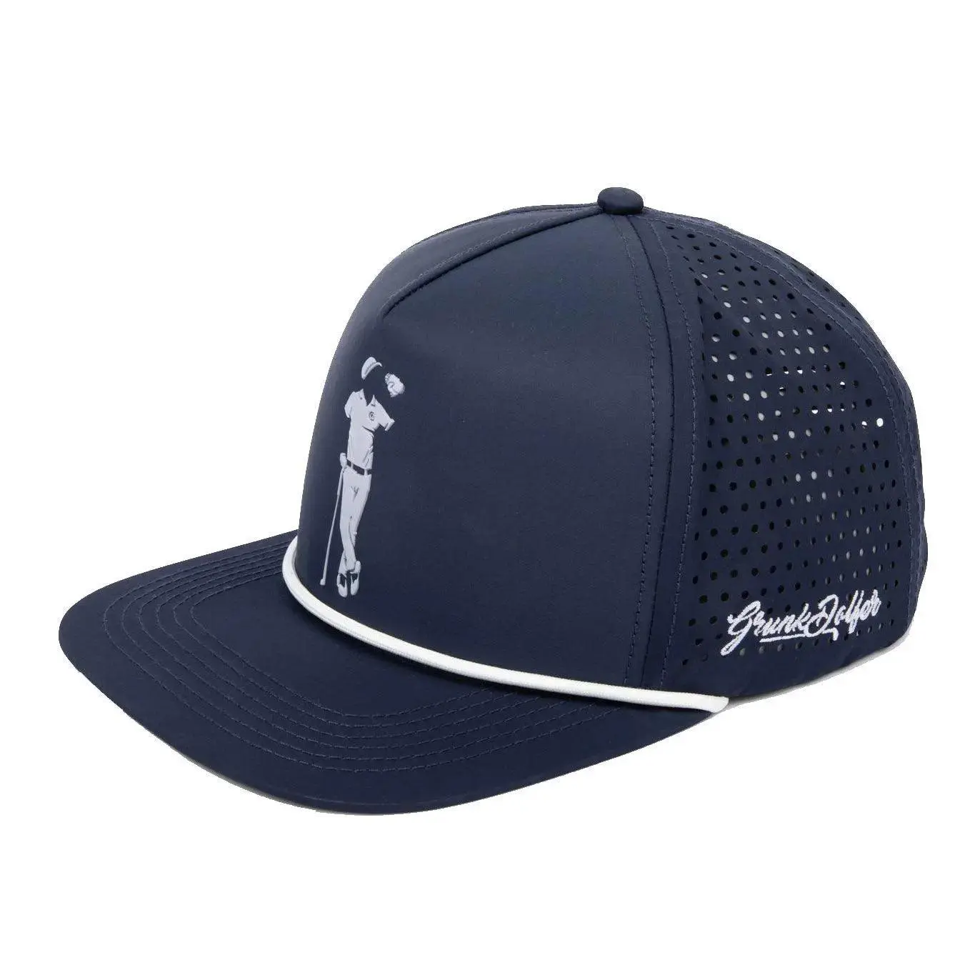 Unisex Adults' Classic Navy Trucker Hat with White Logos, Adjustable 1-Size Baseball Cap, Breathable Mesh Fabric, Versatile for Any Weather Sports Headwear for Golf, All-Seasons, One Size