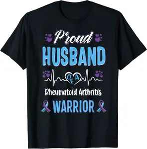 proud Husband Rheumatoid arthritis warrior awareness ribbon T-Shirt - Karlagarz Shop 24B08JLKHZT2