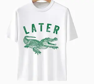 Premium 230g Cotton Women's Alligator Graphic Tee Soft Breathable DTG Print Vintage Casual Summer Top Menswear Tshirt