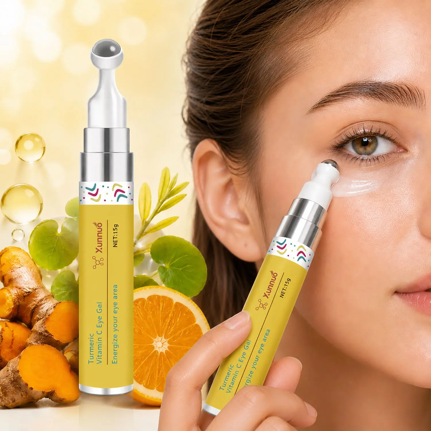 Turmeric Vitamin C Eye Cream, Overnight Eye Care, Moisturizing and Nourishing, Brightening Dark Circles, Dark Circle Eraser, Hydrating and Revitalizing Eye Area, Intensive Eye Cream