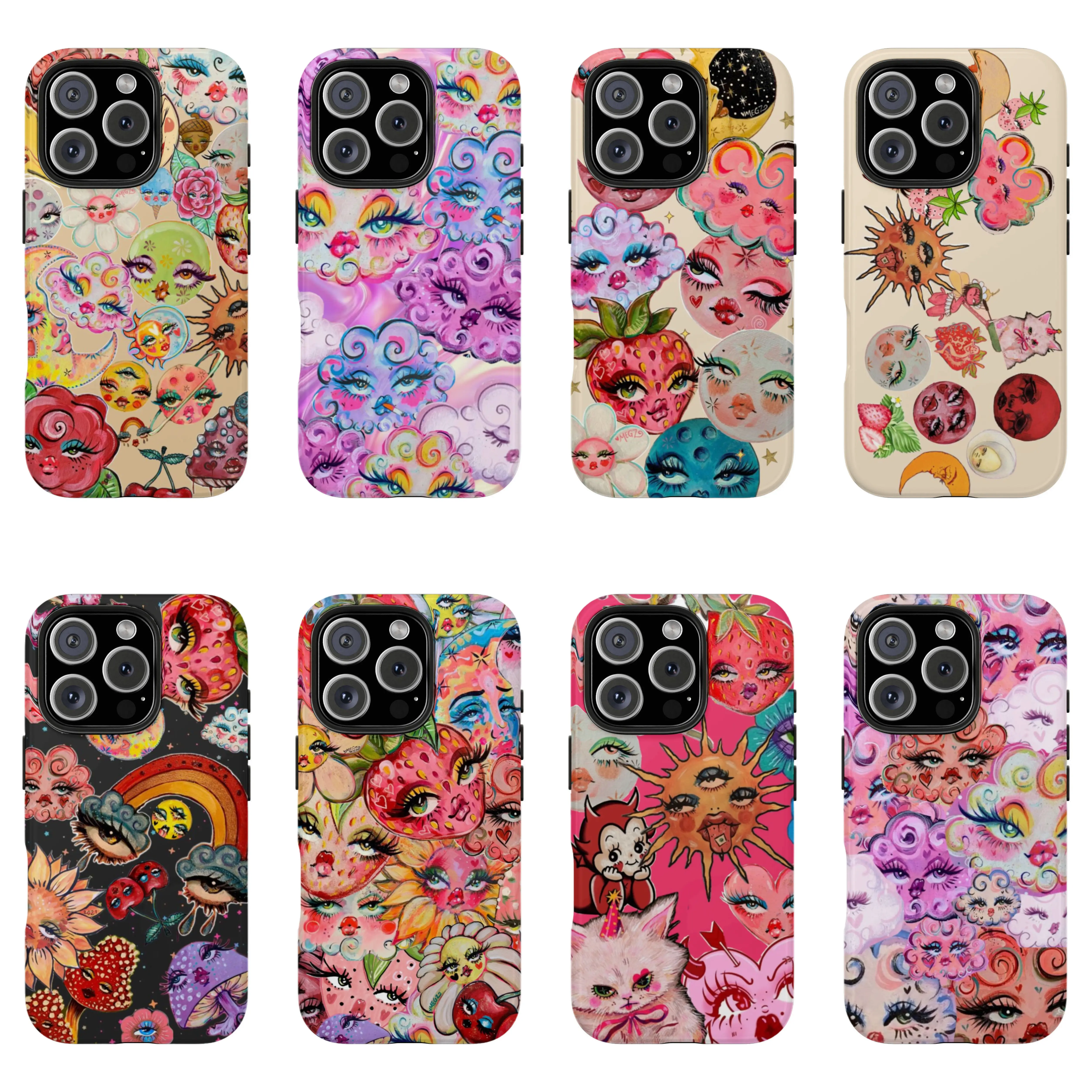 [non-magnetic]Whimsical Celestial Phone Cases |   Vibrant Moon & Floral Face Designs for Ultimate Style |   Compatible with iPhone17 16, 15, 14, 13, 12, 11, X, |   Trendy Protective Covers for Cosmic Art Lovers