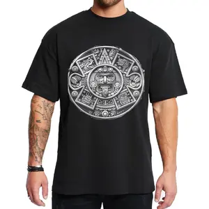 Chicano Clothing Mexican Clothes Lowrider Clothes Oversized Graphic Tee Medium Heavy Sweatshirt Hoodie for Men Women Aztec Calendar Design