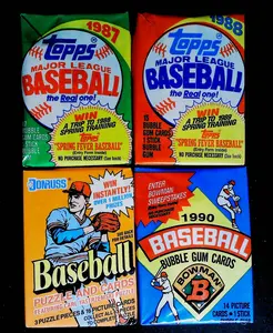 Old Vintage Unopened Baseball Cards - Lot of 4 Different Packs Featuring Topps, Fleer, and More each lot will have 55 or more cards I factory sealed  packs. Secure Shipping Included