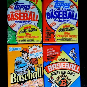 Old Vintage Unopened Baseball Cards - Lot of 4 Different Packs Featuring Topps, Fleer, and More each lot will have 55 or more cards I factory sealed  packs. Secure Shipping Included