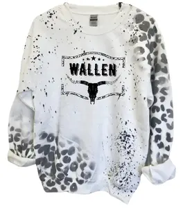 Wallen Sweatshirt Menswear Crewneck Long Sleeve Tie Dye Leopard Print Cotton Polyester Sublimation Vintage Style Outdoor Wear
