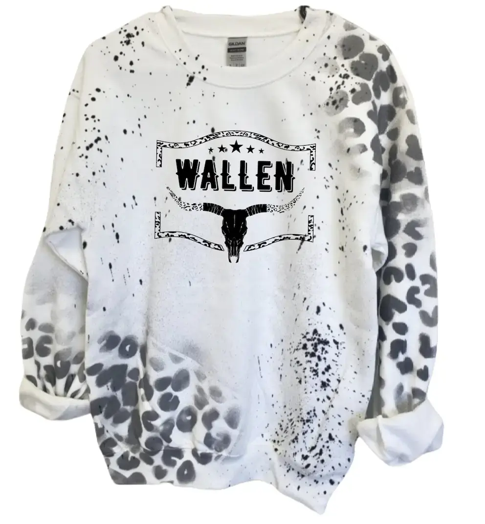 Wallen Sweatshirt Menswear Crewneck Long Sleeve Tie Dye Leopard Print Cotton Polyester Sublimation Vintage Style Outdoor Wear