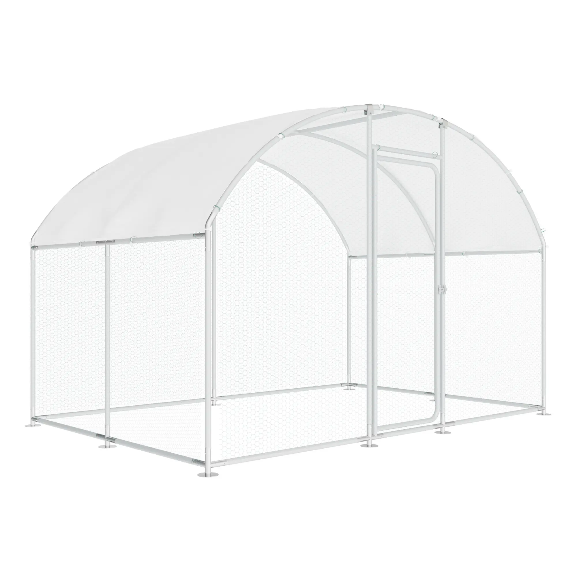 Large Metal Chicken Run, Chicken Coop with Lockable Door Round Shape Walk-in Chicken Hen House with Waterproof & Anti-UV Cover for Duck Rabbit Habitat Cage Outdoor Poultry Cage for Yard Farm