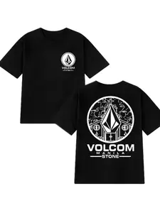2025 New in Trend Vintage Vintage T Shirt Men Women Volcom Stone Double Sided Print Short Sleeve T-shirts Unisex Clothing