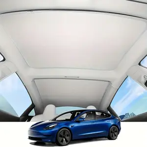 Foldable Skylight Sunshade for Tesla Model 3 2017-2026 - 2Pcs Ice Crystal Thermal Insulation Glass Roof Sun Shade Set, Anti-Sag UV Heat Blocker Mesh Shield, Premium Vehicle Accessories, Vital Car Essentials Christmas Snowman Curtain