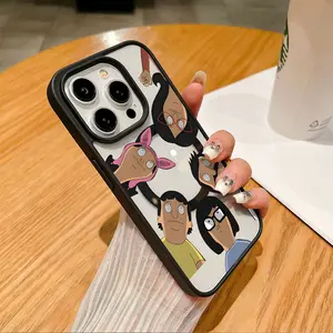 Cute Cartoon B-Bobs B-Burgers Family Clear Phone Case , Compatible with Silicone Bumper Protective Cover For iPhone X XS 11 12 13 14 15 16 17 Pro Max Plus Air