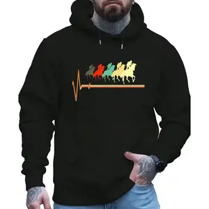 Comfortable 100% Hoodie Featuring Jockey Silhouette and Unique Geometric Print, Machine Washable