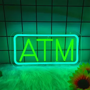 ATM LED Neon Decor Sign, Wall or Desktop Decorative Business Sign,for Indoor,for Home Room,Livingroom,Bedroom,Bar,Gathering,Party,Man Cave,Unique Decorative Gift for Friends Store Shop, 5V2A USB Powered,10 Level Dimmable