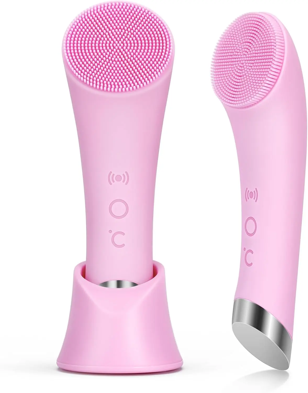 Heatable Vibrating Facial Cleansing Brush - Adjustable Electric Silicone Face Brush, Daily Deep Cleansing Exfoliator with Massage for Women & Men, Mini Personal Care Beauty Device