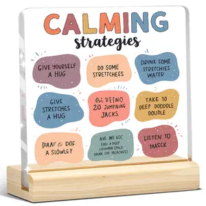 1pc Motivational Acrylic Plaque for Anxiety & Mindfulness - Calming Corner Desk Decor with Coping Skills Tips for Office, School, Therapy, Self-Care - Inspirational Gift, Birthday, Graduation, Christmas