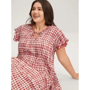 【Summer Turn-Up】 Bloomchic Sweet Plaid Pattern Pockets Mini Dress 2026 Summer Pick for Mother's Day