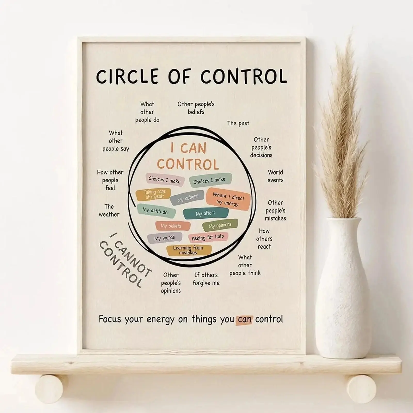 Circle of Control Mental Health Motivation Educational Wall Art Poster