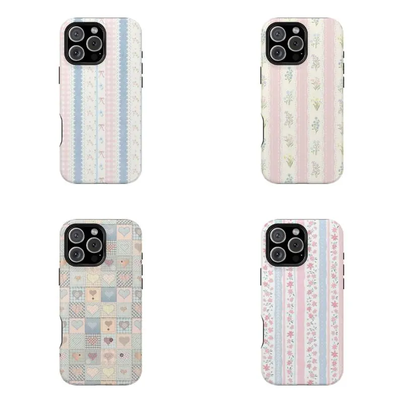 Pastel Cottagecore Phone Case – Cute Vintage Floral & Patchwork Aesthetic| Soft Girl Shabby Chic Cover for iPhone X–17,Samsung S25,S24,S23,S22,Ultra Plus FE| Retro Kawaii Design