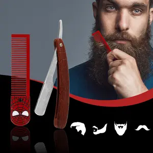 Professional Barber Straight Razor Safety Shaver, Vintage Stainless Steel Straight Edge Razor, Comb Included, Tight Shaving Experience, Spider Pattern