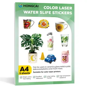 5 Sheets Water Slide Transfer Paper, Laser Transparent A4 Size 21x29 Cm, for DIY Stickers, Crafts, Gifts, Smooth Texture