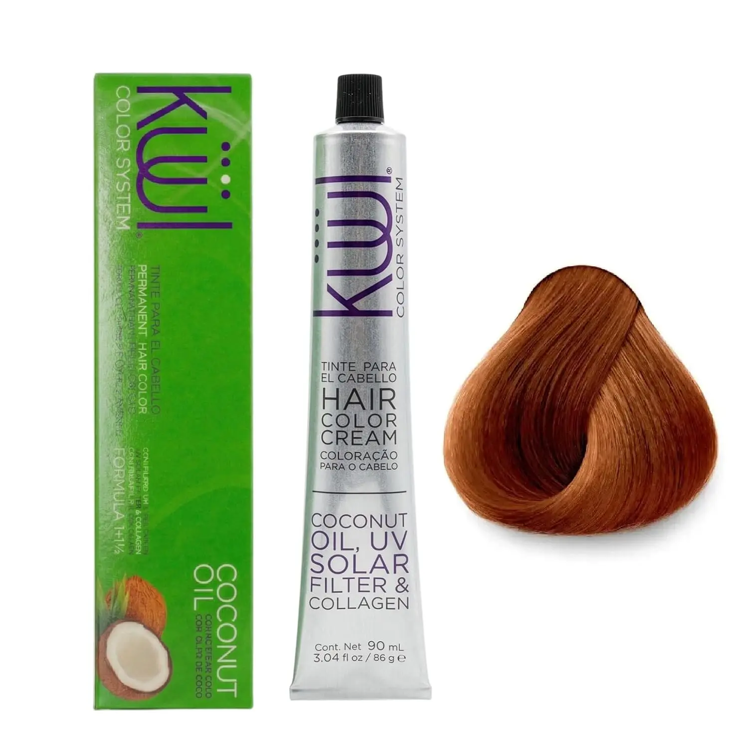 KUUL Color System 7.44 Deep Copper Blonde Hair Color Cream  – Professional Hair Dye, Gray Coverage, Long Lasting Color, 3.04 fl oz