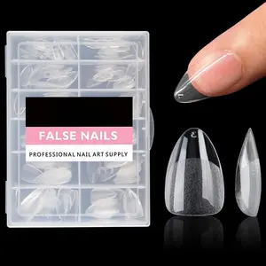 Short Fake Nails Tips Almond Shape 504PCS Soft Press On Gel Nail Tips Pre Shaped For Women Home Almond Nail Extension Full Cover, 12 Sizes Acrylic Gelly Tips