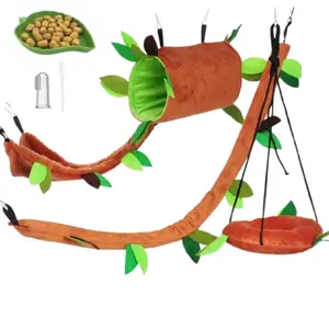 5Pcs Sugar Glider Supplies Cage Accessories Hammock Set Hanging Bed Hideout for Small Animal Pets Hamster Guinea Pig Squirrel Gerbils - Home Improvement.