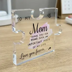 Acrylic Puzzle-Shaped Plaque 3.5x4in Unique Desk Decor for Mom Best Mom Ever Sentimental Birthday Gift Christmas Anniversary Present TikTokMadeMeBuyIt GiftsForMom SentimentalGift ChristmasGiftForMom
