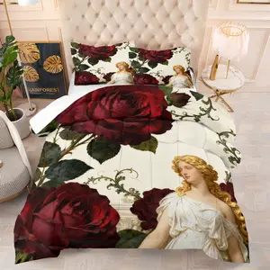 Aphrodite illustrated printed bedding set, including 1 blanket and 1 or 2 pillowcases without pillowcases, soft children's and adult bedroom decoration gifts