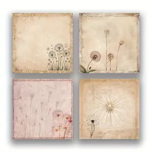 Retro Dandelion Sticky Notes Set, Vintage Memo Pads with High Adhesion, Reusable Tearable Notes for Journaling, Office, School, Home, Self Adhesive Stickers