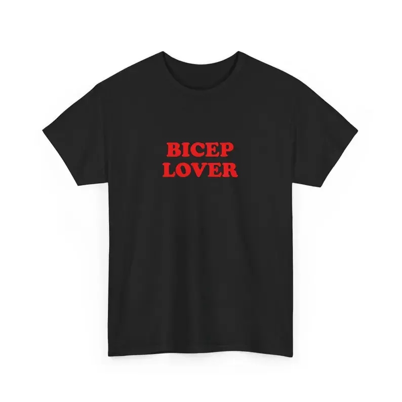 Women's "Bicep Lover" Graphic T-Shirt, Soft Round Neck Top for Humorous Gym Wear and Everyday Basics, Tshirt, Funny Vibes, Soft Cotton, Lady, Shortsleeve, Casual, Graphic Print, M, Short Sleeve