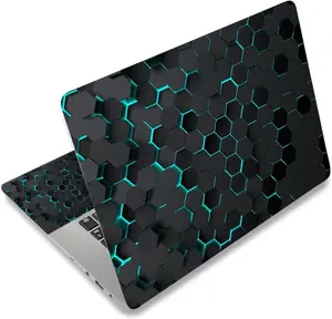 12.1-15.6 Inch Laptop Skin Decal Universal Reusable Vinyl Cover Sticker Waterproof Art Protector in Black Honeycomb Design