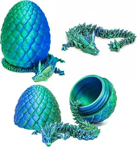 Dragon Egg - 3D Dragon Egg with Flexible Pearly Sheen Dragon Inside, 3D Printed Surprise Gift, Articulated Dragon Egg Fidget Toy, Dragon Figurine Decor