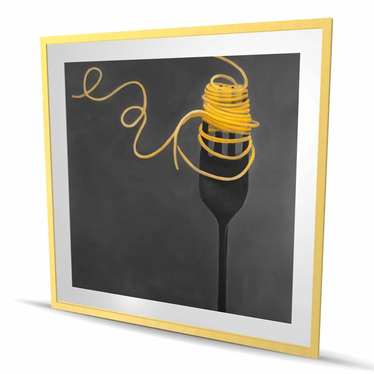 Begin Home Decor C1FM48487AW0D6 48 x 48 in. Spaghetti Pasta Around A Fork - Contemporary Framed Print Wall Art