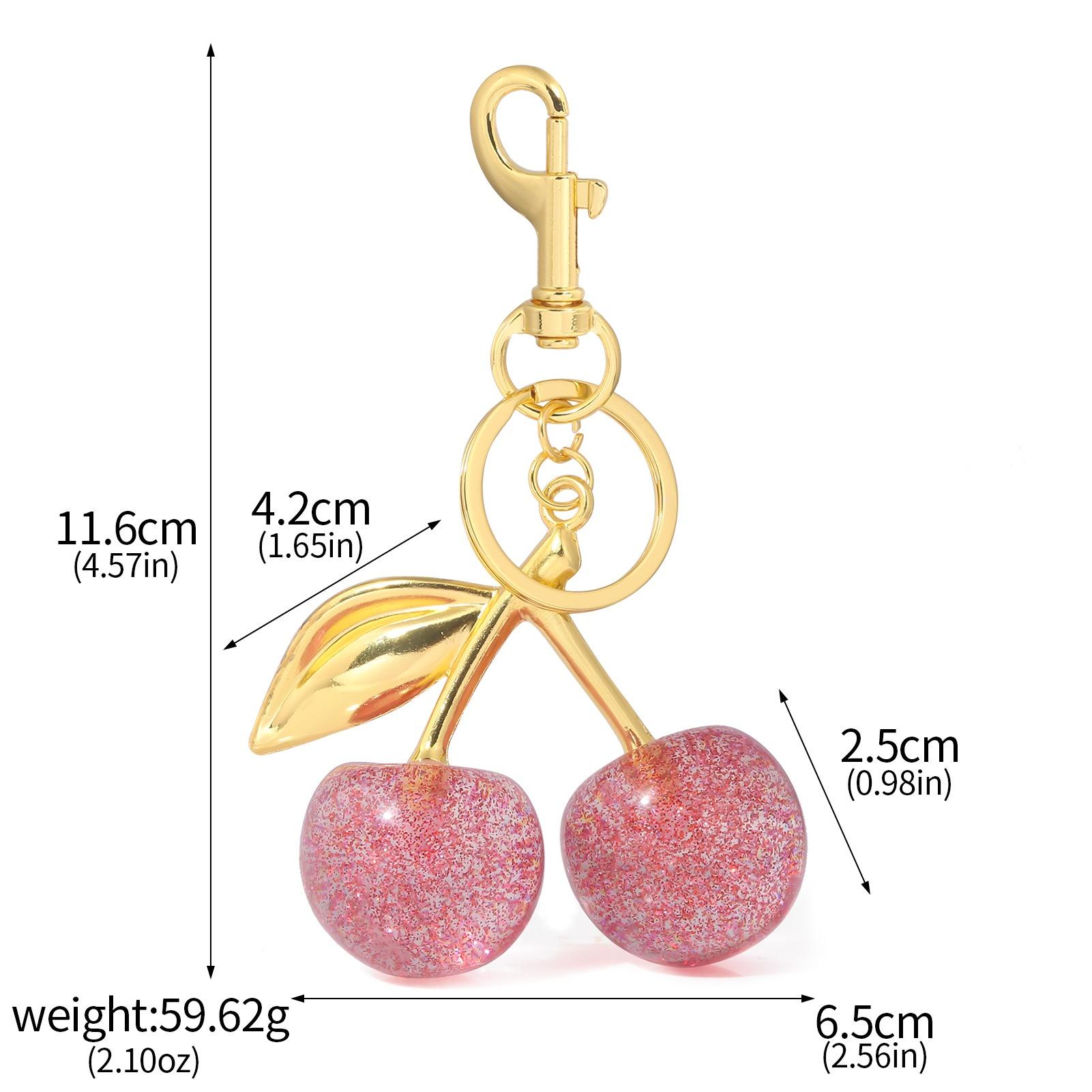 Crystal Cherry Bag Charm Keychain | Glitter Pendant Accessory | Cute Purse & Bag Keychain