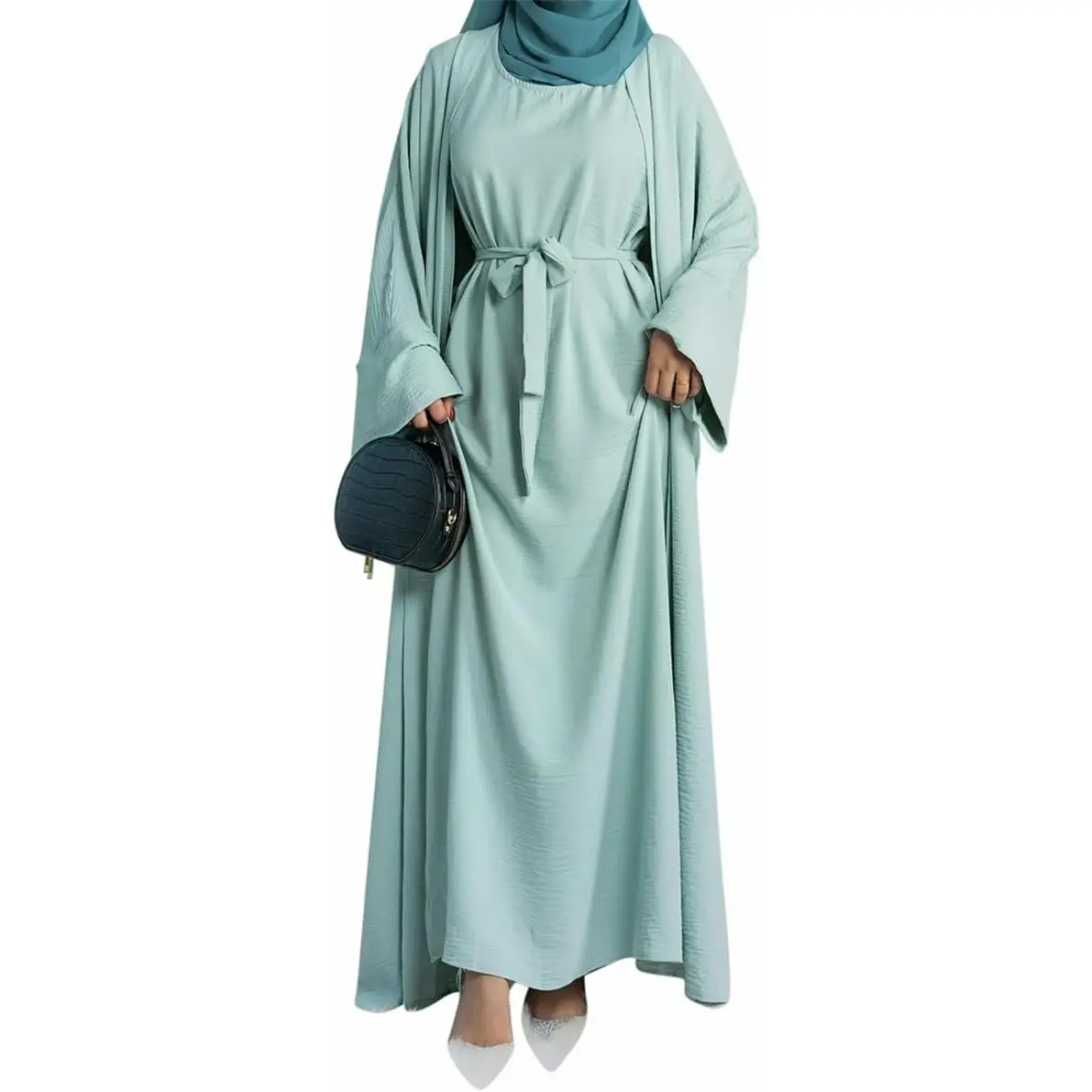 Women's Muslim Dresses Abaya Islamic Dubai Prayer Dress Robe Long Cardigan Dress