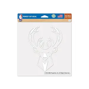 Wincraft White Lined Icon Logo Milwaukee Bucks Decal