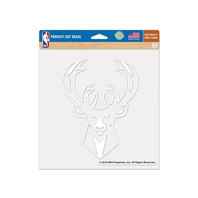 Wincraft White Lined Icon Logo Milwaukee Bucks Decal