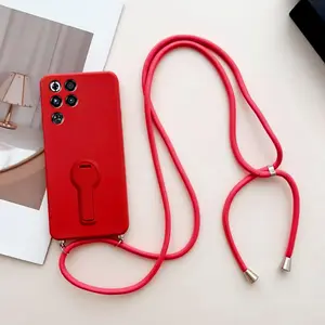 Case for ZTE nubia RedMagic 11 Pro 10 Adjustable Crossbody Strap Lanyard Liquid Silicone Cover for 10 Pro Stand Holder Funda
