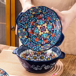 Ceramic Bowl Set, 4 Counts/set Large Capacity Bowl, Including Dishwasher Safe Bowl, Microwave Safe Bowl, Salad Serving Bowls, Noodle Bowl, Kitchenware