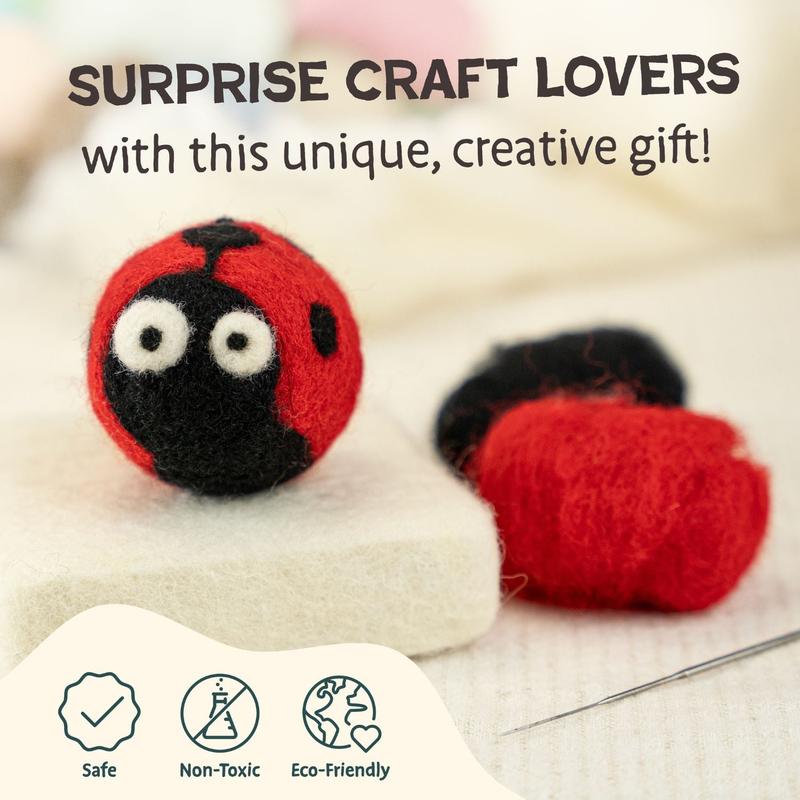 Beginner Needle Felting Kit – Woolbuddy Wool Roving Craft Set for DIY Felt Creations