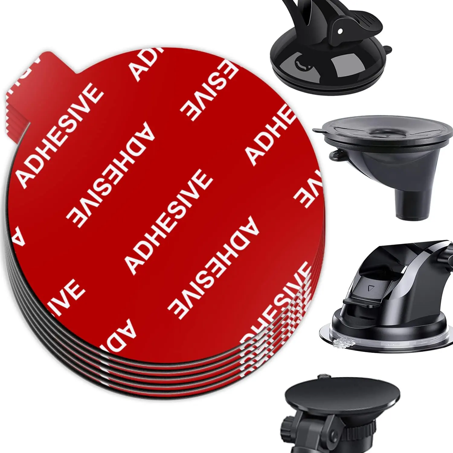 6 PCS Windshield Mount Adhesives for Suction Cup Mount, 80mm(3.15 inches) Circle Double-Sided Sticker Pads for Dashboard Mounting Disk and Windshield Camera, GPS, Car Phone Mount