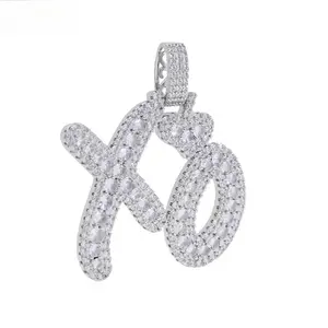 Lxalry Iced Out XO Letter Pendant Necklace For Men, Gold Silver Plated Copper, Hip Hop Bling Rapper Chain, Full Zircon Paved Streetwear Jewelry Gift