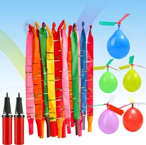 Rocket Balloons with 2 Pumps - 100 Pieces Whistling Flying Rockets + 5 Helicopter Balloon Toys, Screaming Air Rocket Set for Children, Outdoor Party Games and Birthday Gifts