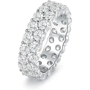 Unisex -Eternity Ring Band Round-Cut Cubic Zirconia Tennis Band All-Around Wedding Engagement Band Stacking Ring Hiphop Style for Women and Men