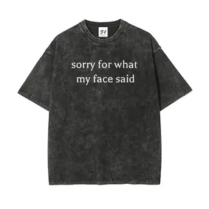 Unisex  Sorry for What My Face Said Graphic Vintage Washed Short Sleeve T-Shirt – Funny Mood Tee