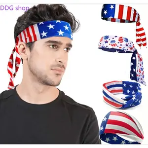 US Independence Day Headband – Men's Athletic Stretch Headband & Women's Stylish Wide Cross-Over Headband – Sweat-Wicking Hair Accessory