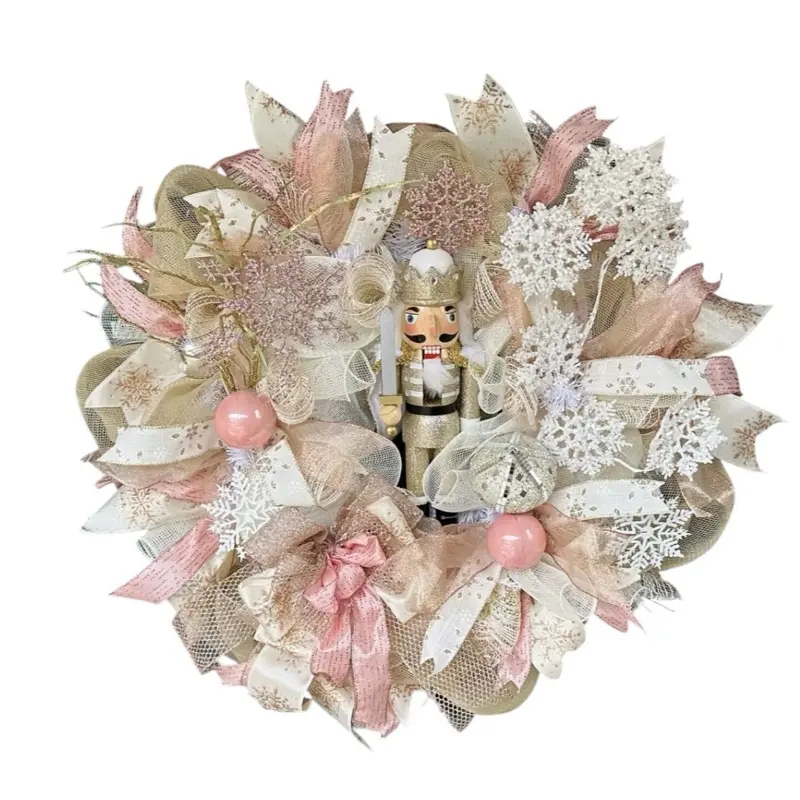 Rose gold Wreath, rose gold nutcracker wreath, rose gold christmas