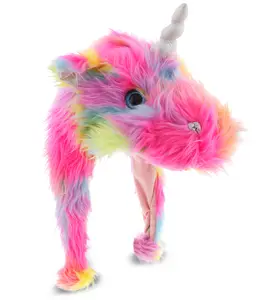 Super Soft Fur Plush Hat - Rainbow Dragoncorn, Hand Accessory for Halloween, Tropical Comfortable Fashion Accessory, Accessories