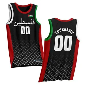 Palestine Custom Basketball Jersey - 6XL / Black  Basketball Jersey for Basketball Fan Lovers Players