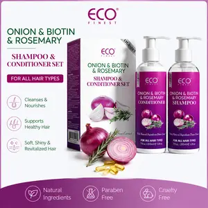 ECO FINEST Onion Biotin Rosemary Shampoo & Conditioner Set - 7 fl oz/200ml Gentle Daily Haircare Cleanser & Moisturizer, Natural Nourishing Repair Formula for All Hair Types